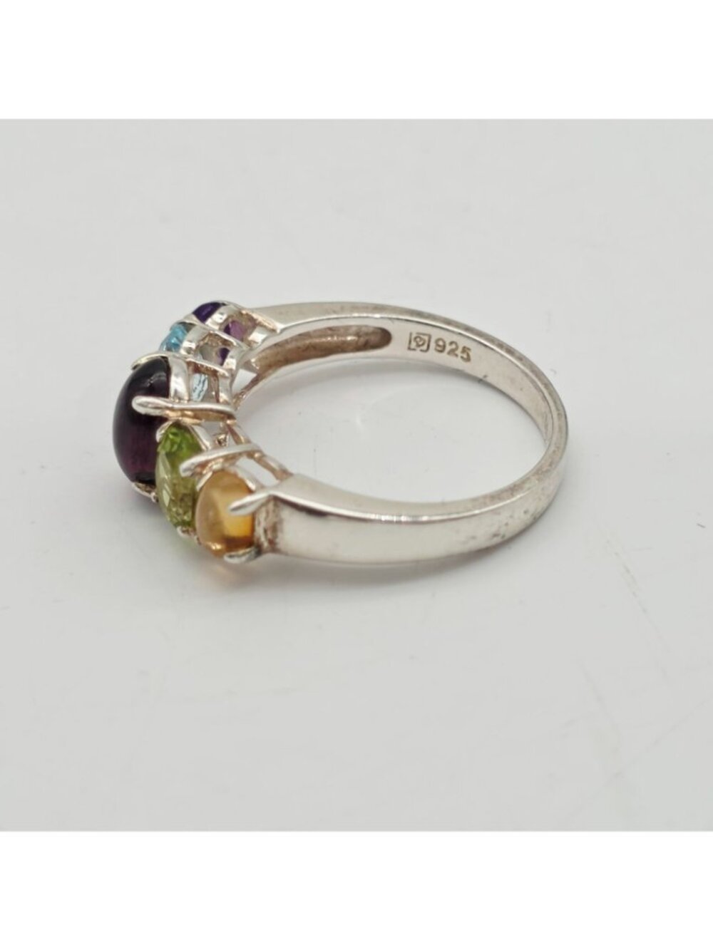 Sterling Silver Multi-Gemstone Ring Oval Cabochon & Faceted Citrine Stones 7 - Picture 3 of 7